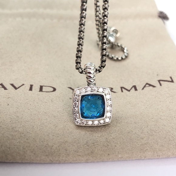 💎 David Yurman 7mm Albion Blue Topaz Necklace – Sterling Silver